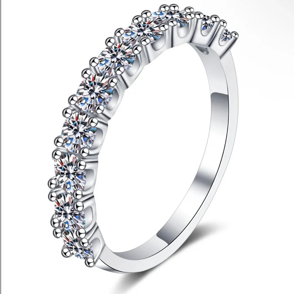 925 Sterling Silver Moissanite Classic Band Ring
